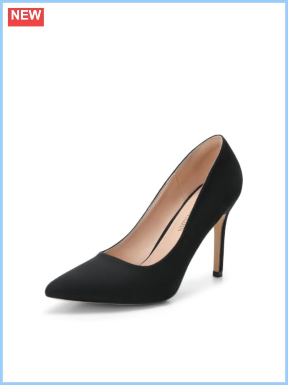 Women's Stiletto Heels Pointed Toe Closed Back Pumps Faux Suede 4 Inch
